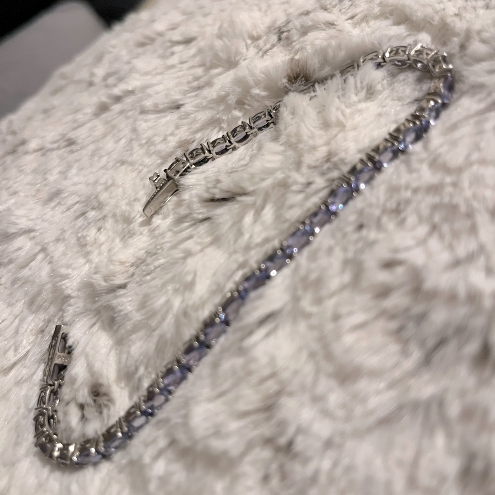 Sterling Silver Cubic Zirconia Purple Amethyst Tennis Bracelet